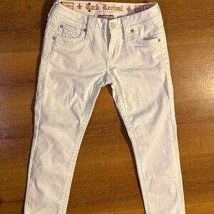 Rock Revival Crisp White Denim 24” waist easy crop